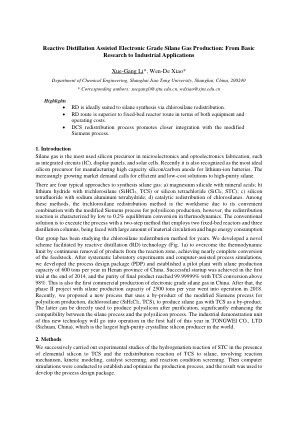Reactive Distillation Assisted Electronic Grade Silane Gas Production: From Basic